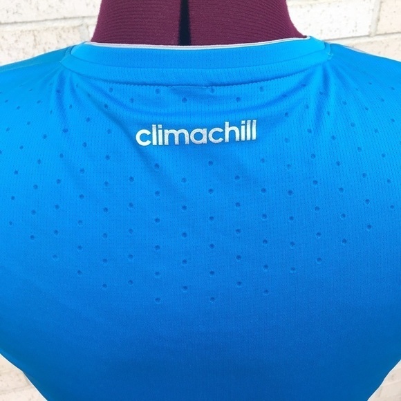 Adidas Blue Athletic Workout Top Shirt Climachill - Picture 5 of 7